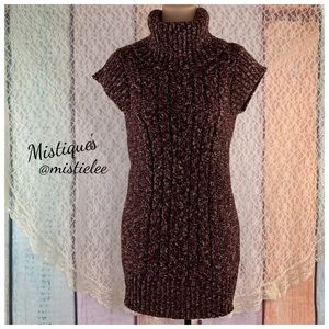 Dress Barn Cherry Yellow Brown Cap Sleeve Sweater Dress Shirt